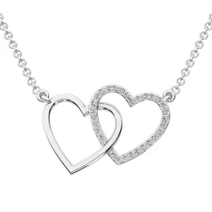 10K White Gold 1/10 Ct.Tw. Diamond Interlinked Heart Necklace