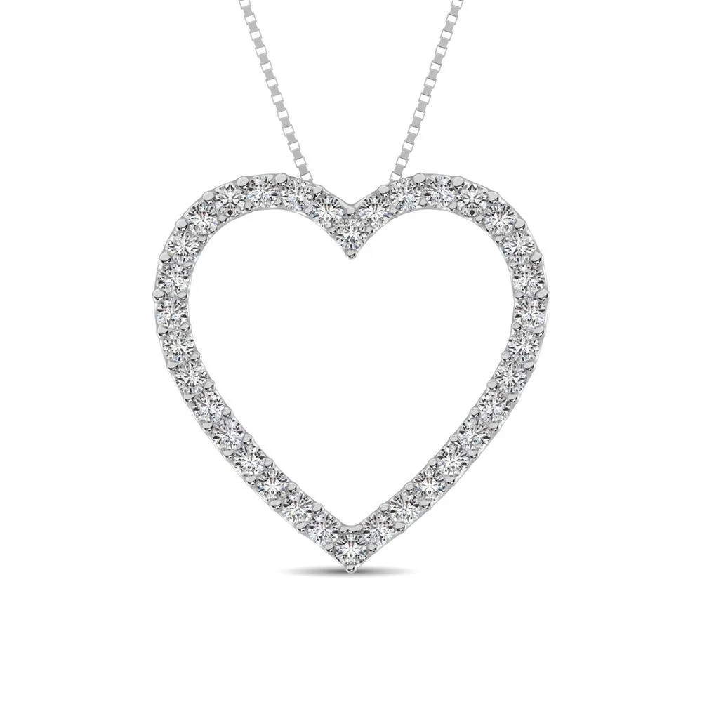 10K White Gold Diamond 1/2 Ct.Tw. Heart Pendant