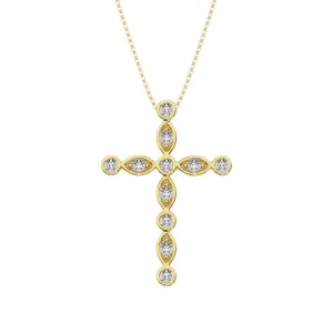 10K Yellow Gold 1/6 Ct.Tw. Diamond Cross Pendant