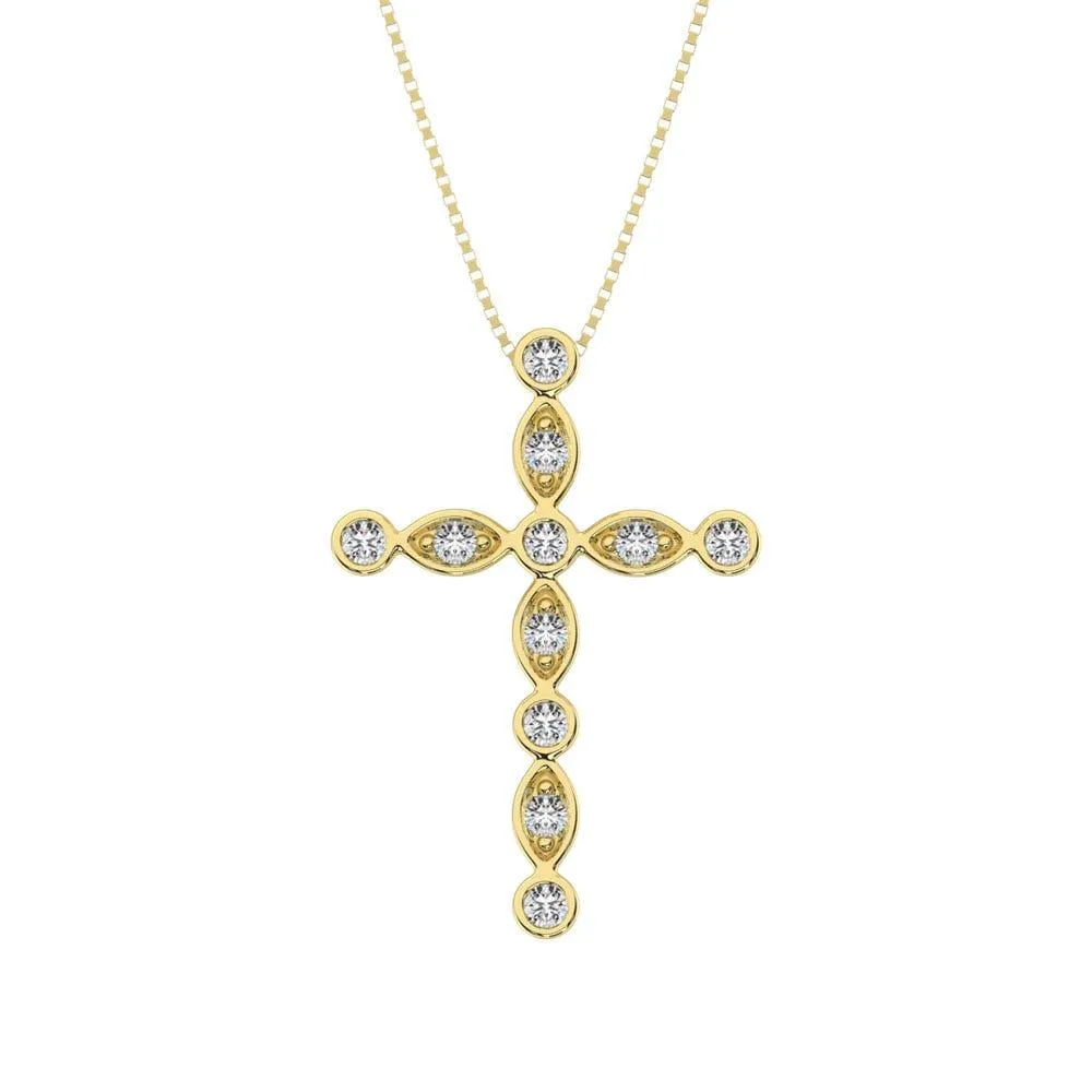 10K Yellow Gold 1/6 Ct.Tw. Diamond Cross Pendant