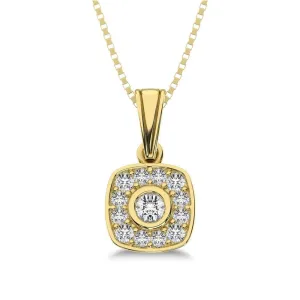 10K Yellow Gold 1/6 Ct.Tw. Diamond Square Shape Pendant