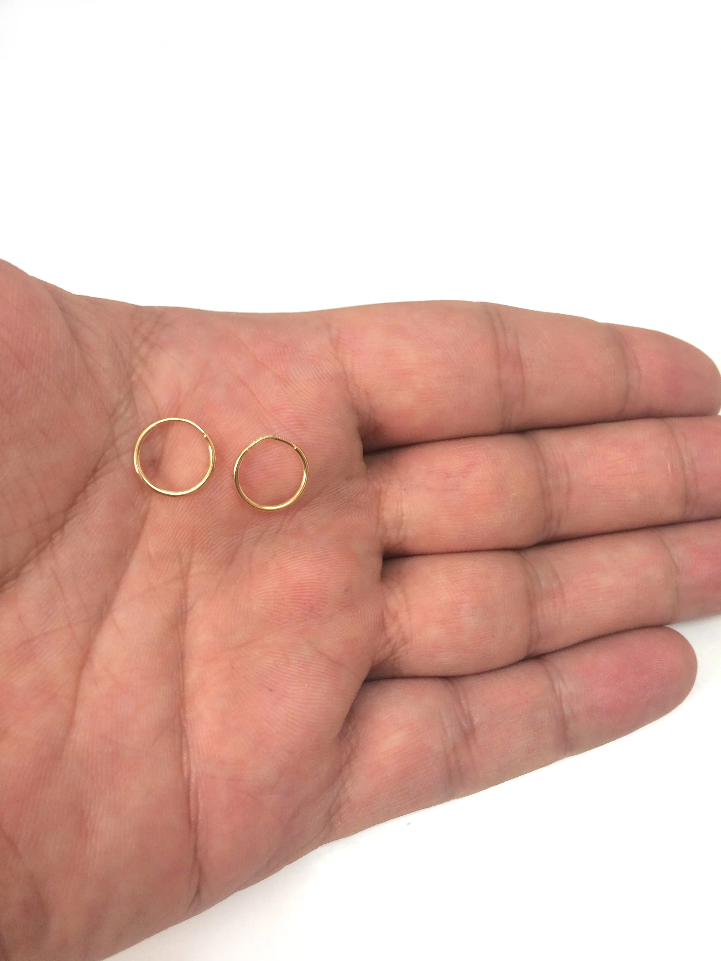 10k Yellow Gold Shiny Endless Round Hoop Earrings