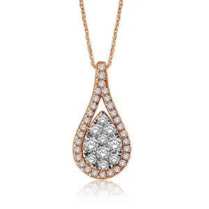 14K Rose Gold 3/4 Ctw Diamond Tear Drop Fashion Pendant