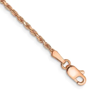 14K Rose Gold 7 inch 1.8mm Diamond-cut Man Made Rope with Lobster Clasp Chain Bracelet