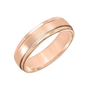 14k Rose Gold Brushed Finished Wedding Ring with Polished Edges - 4mm - 8mm