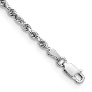 14K White Gold 7 Inch 2.75mm Diamond-cut Quadruple Rope Lobster Clasp Chain Bracelet