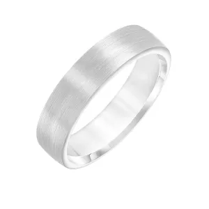 14k White Gold Brushed Finish Women's Wedding Ring with Rolled Edges - 5.5mm