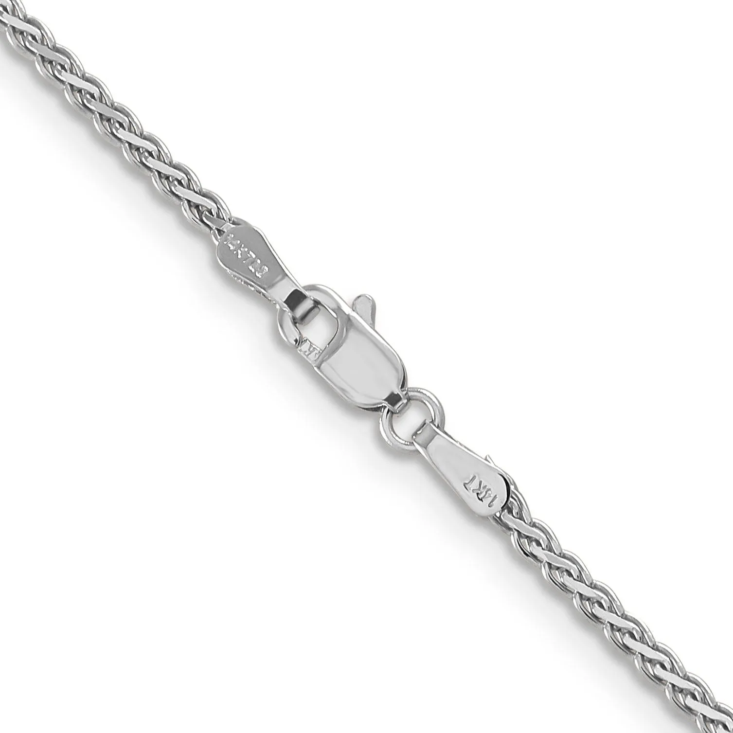 14k White Gold Polished 1.80m Flat Wheat Chain