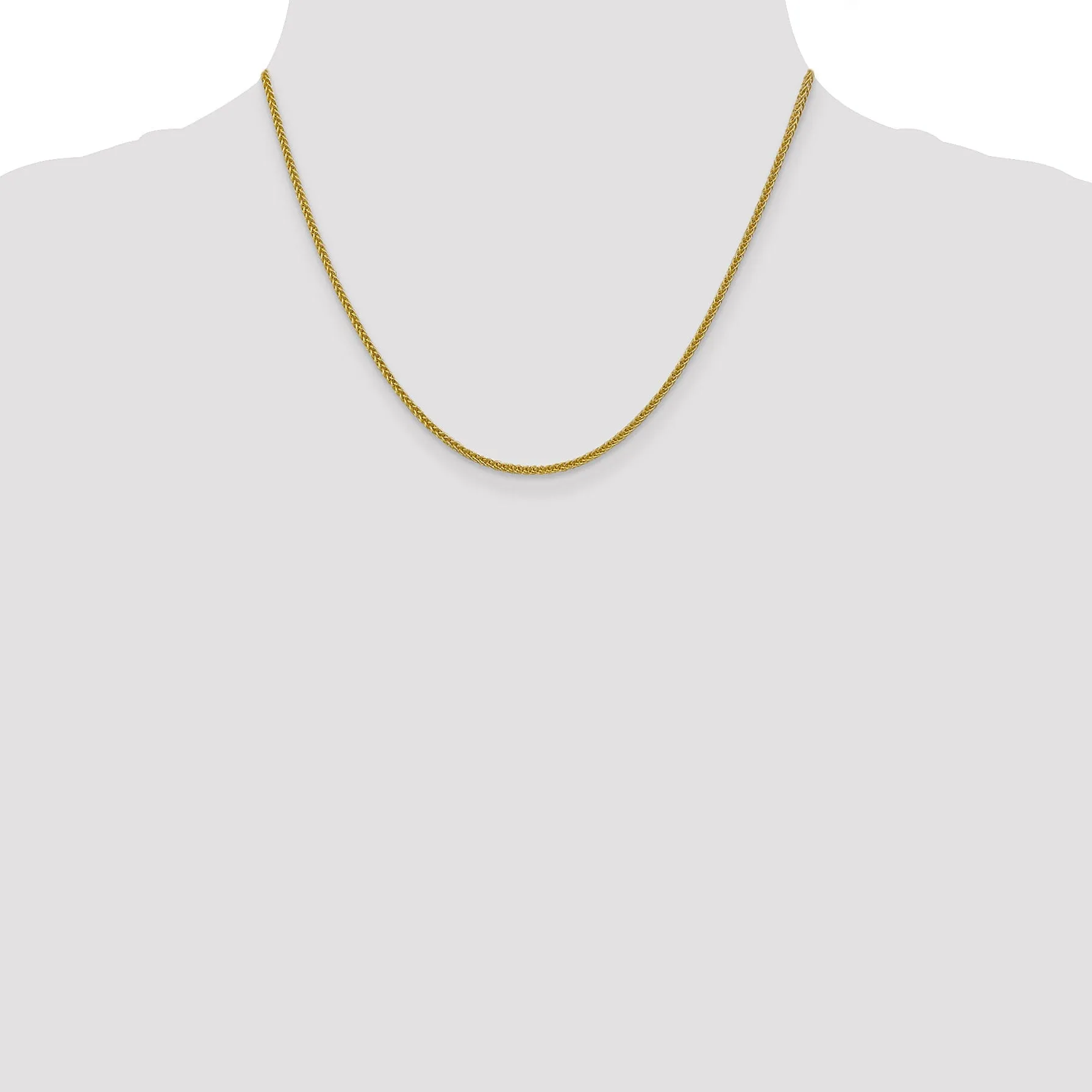 14k Yellow Gold 2.00mm Light Weight Wheat Chain