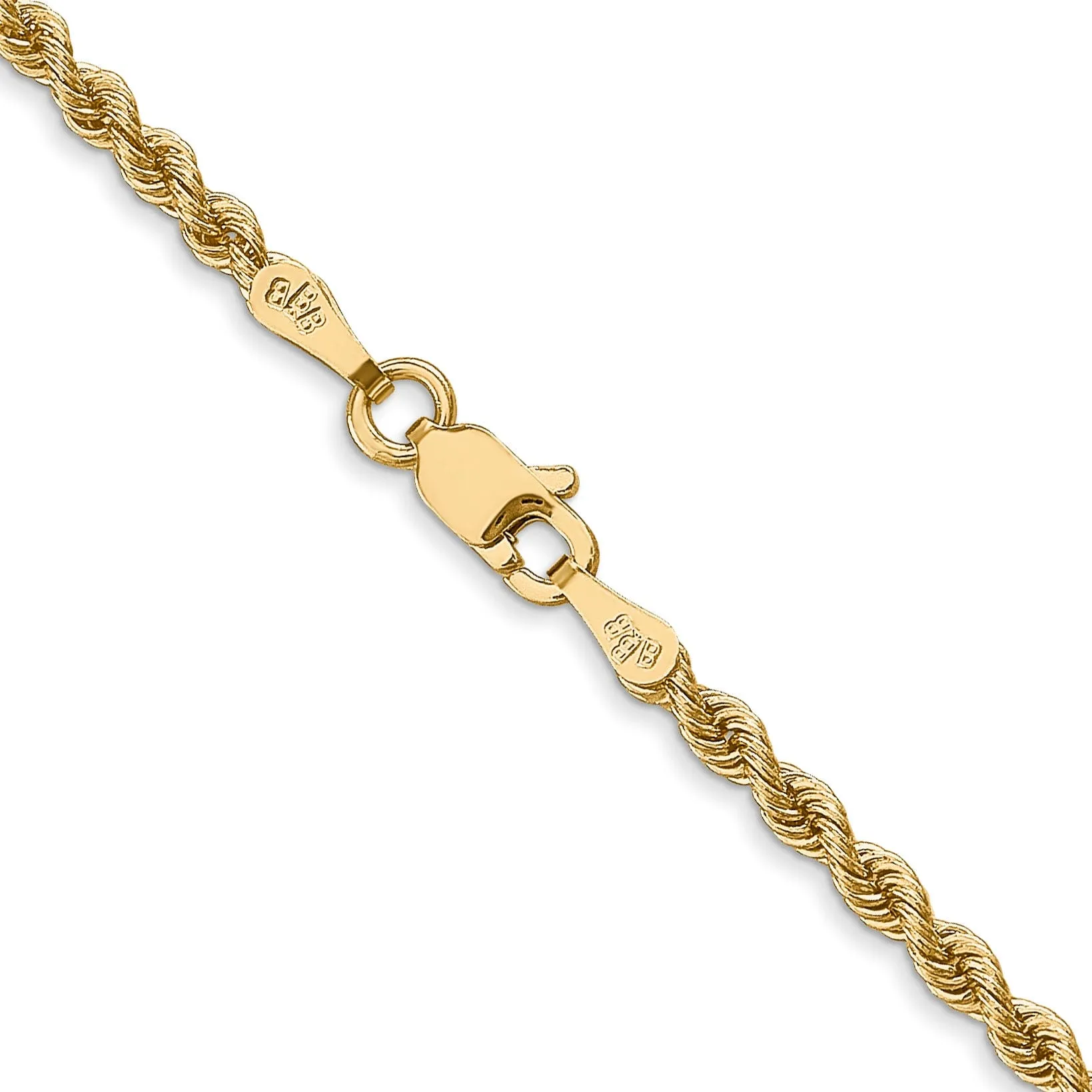 14k Yellow Gold 2.50mm Handmade Rope Chain