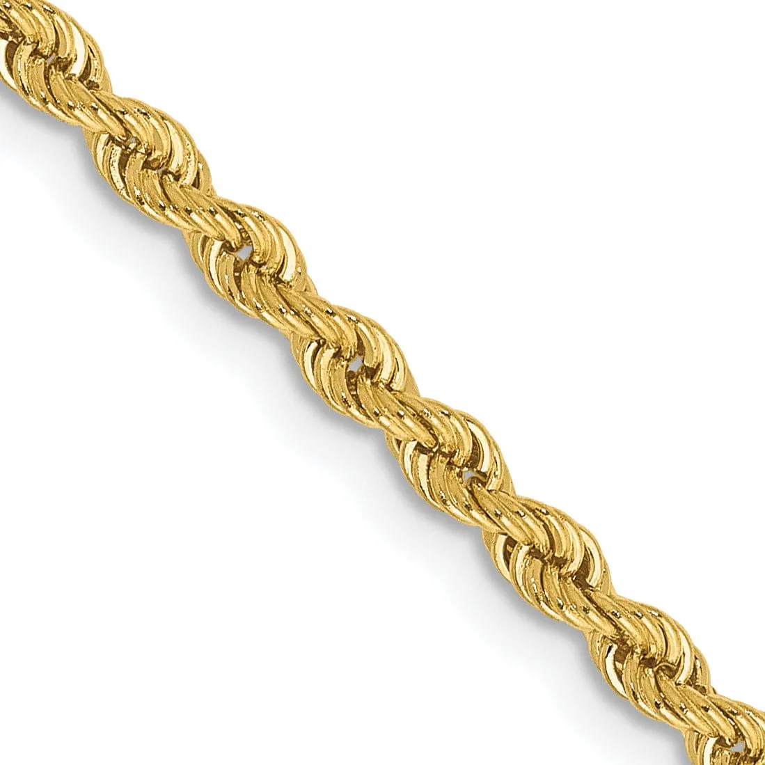 14k Yellow Gold 2.50mm Handmade Rope Chain