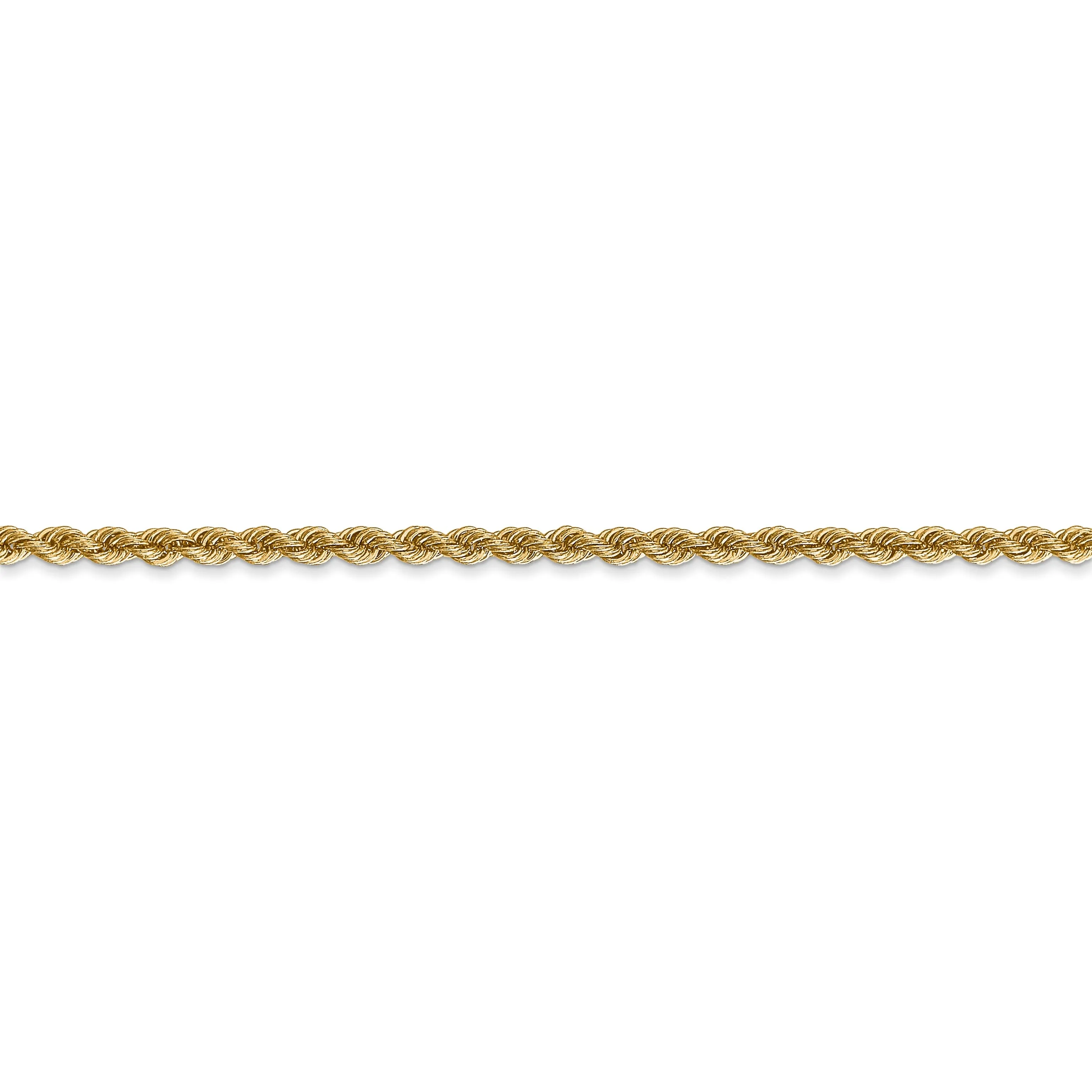 14k Yellow Gold 2.50mm Handmade Rope Chain