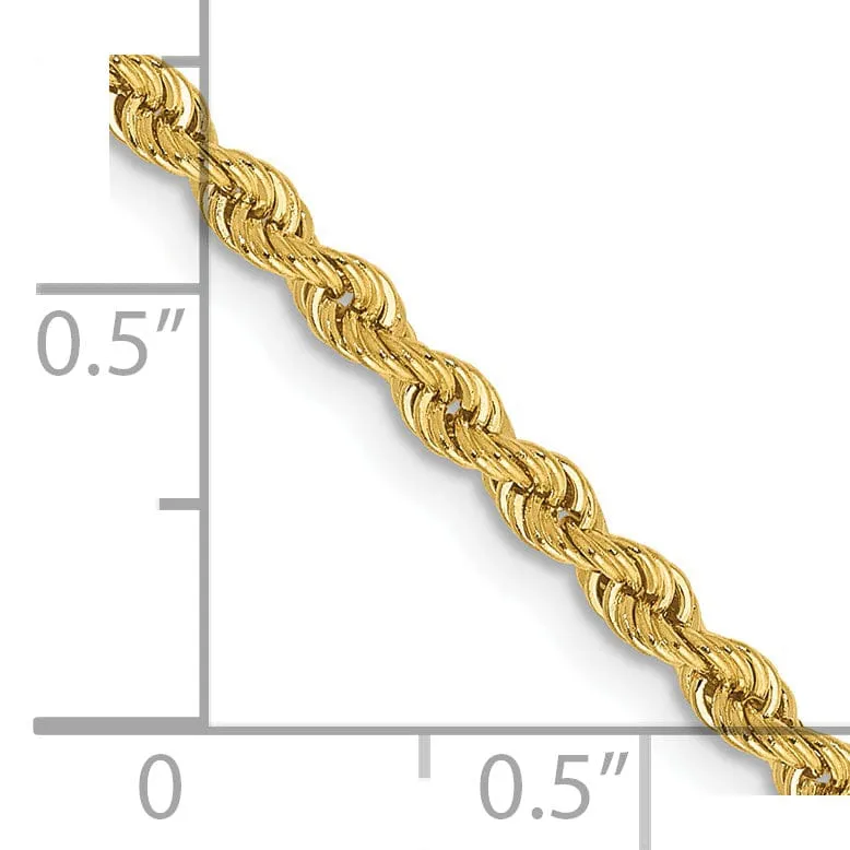 14k Yellow Gold 2.50mm Handmade Rope Chain