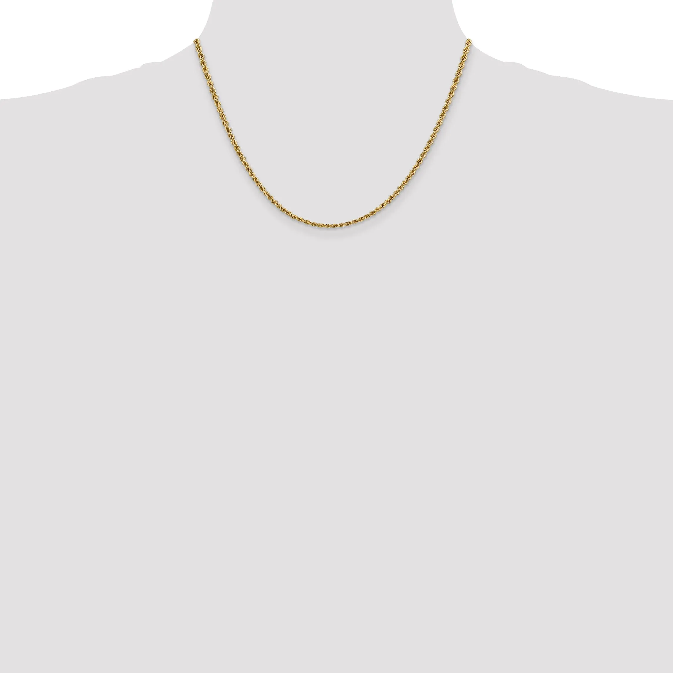 14k Yellow Gold 2.50mm Handmade Rope Chain