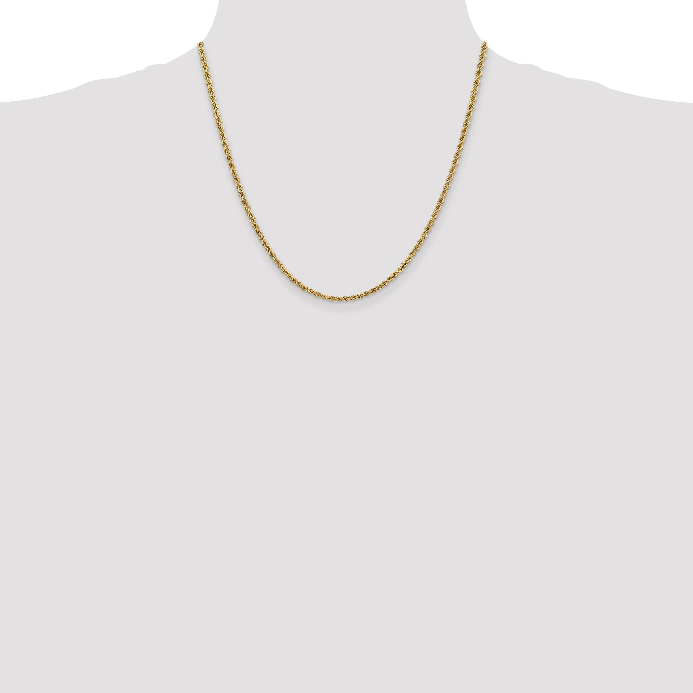 14k Yellow Gold 2.50mm Handmade Rope Chain