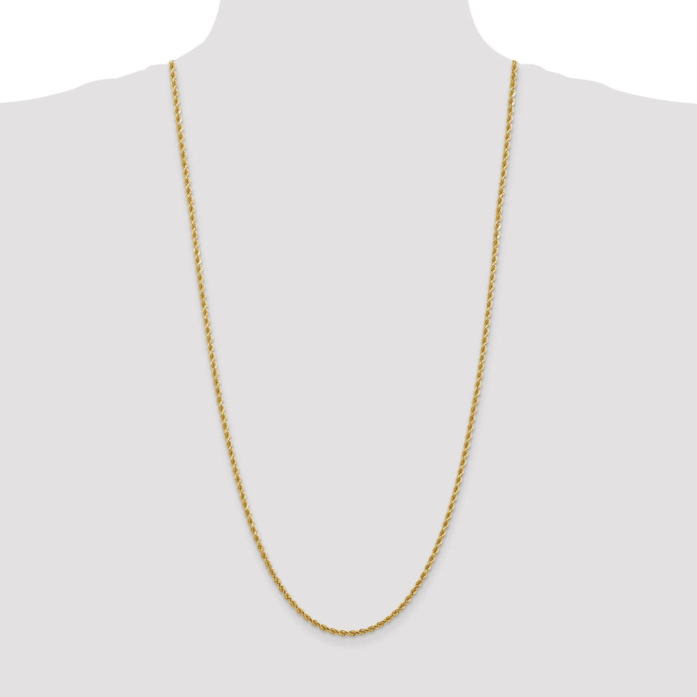 14k Yellow Gold 2.75mm Diamond Cut Rope Chain