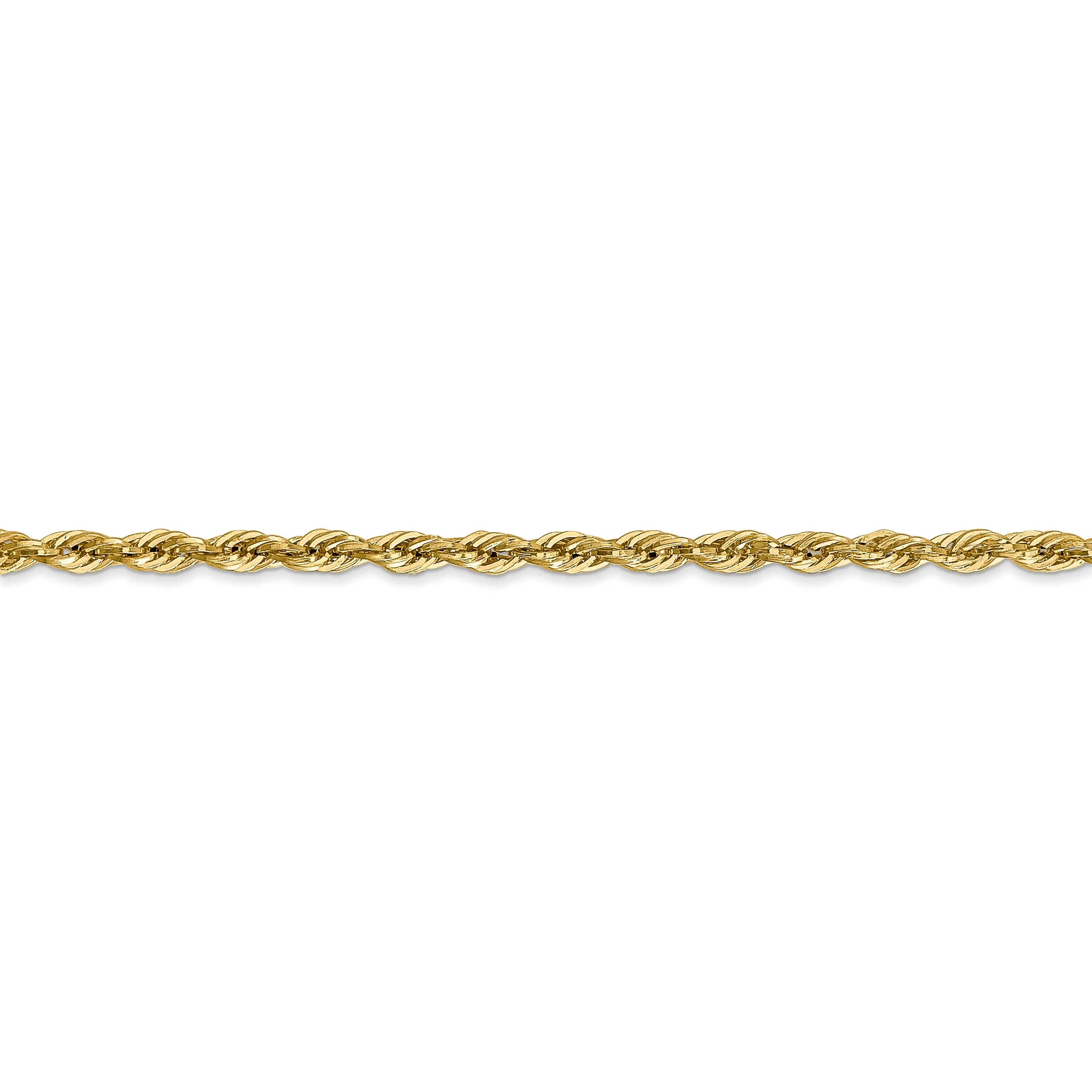 14k Yellow Gold 2.9mm Semi Solid Rope Chain