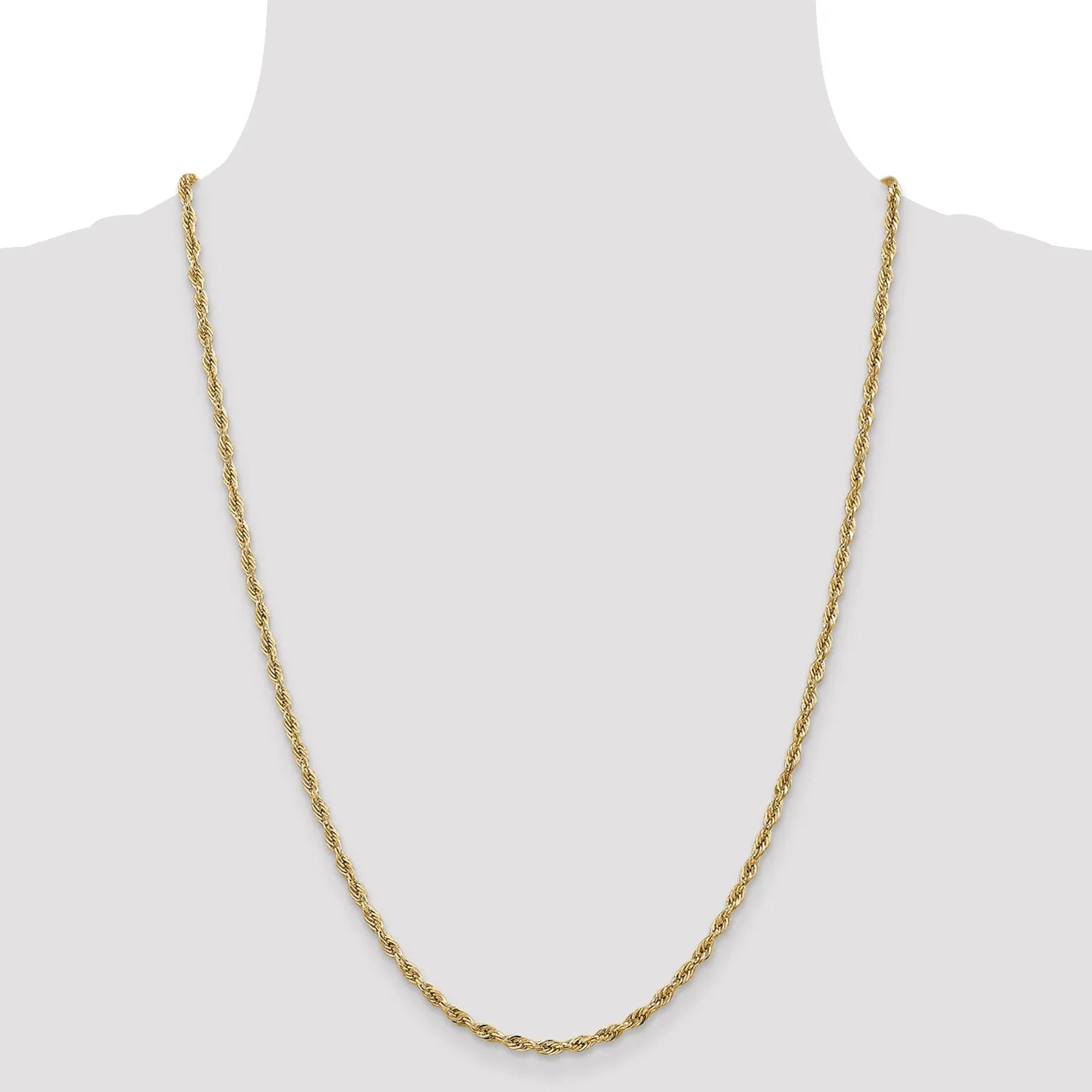 14k Yellow Gold 2.9mm Semi Solid Rope Chain