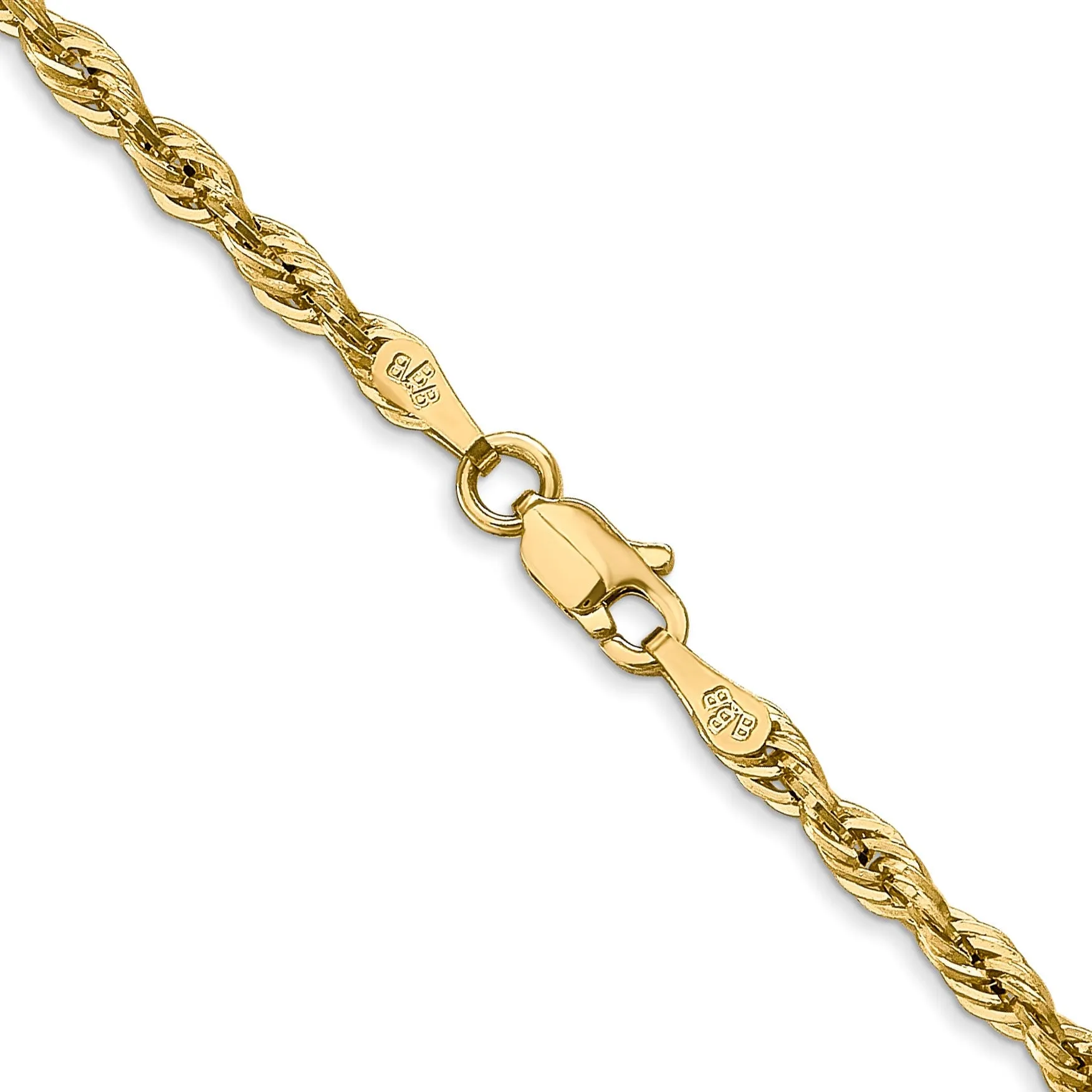 14k Yellow Gold 2.9mm Semi Solid Rope Chain