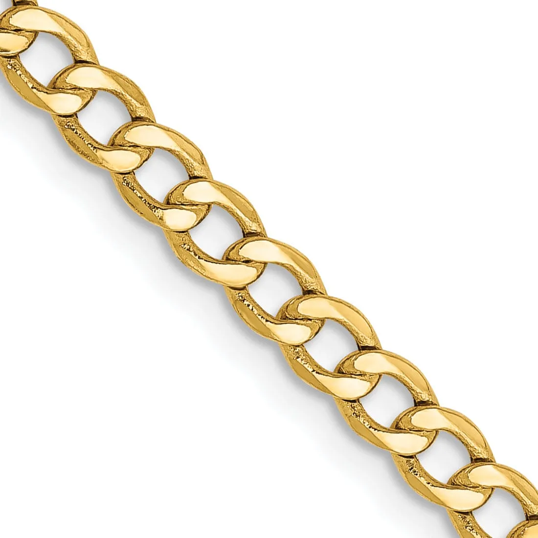 14k Yellow Gold 3.35m Semi Solid Curb Link Chain