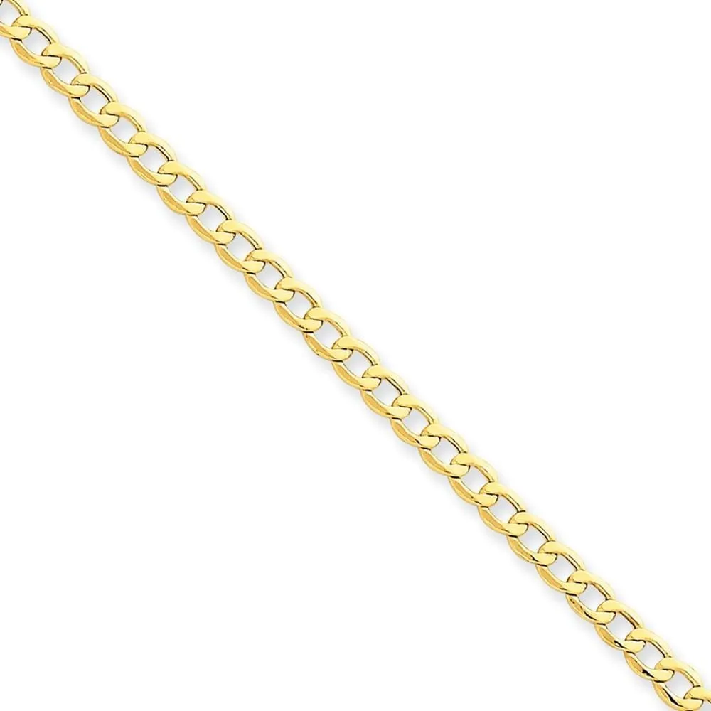 14k Yellow Gold 3.35m Semi Solid Curb Link Chain