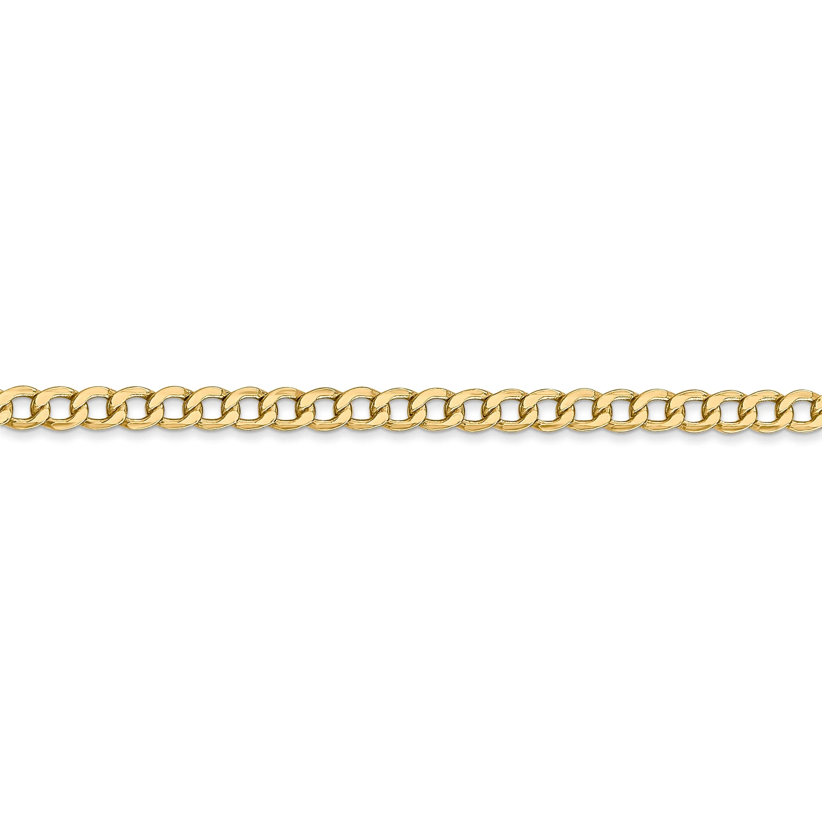 14k Yellow Gold 3.35m Semi Solid Curb Link Chain