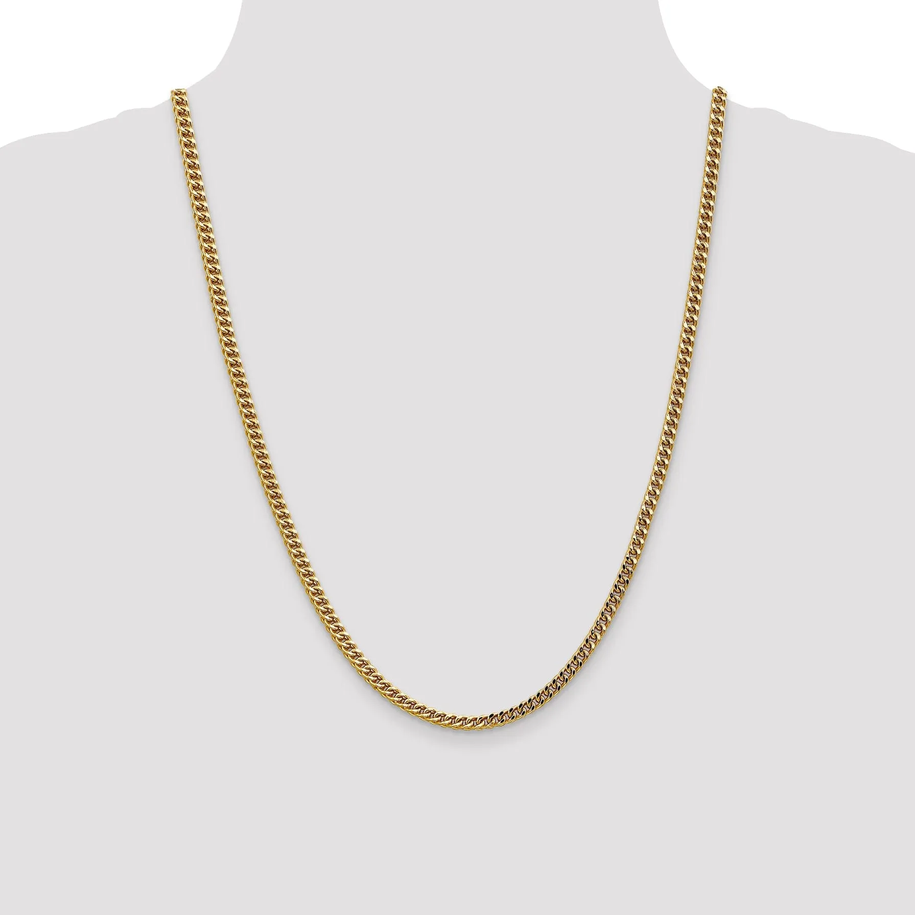 14k Yellow Gold 3.70m Semi Solid Franco Chain