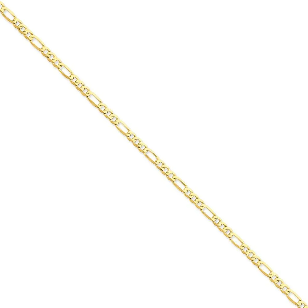 14k Yellow Gold 4.00-mm Flat Solid Figaro Chain