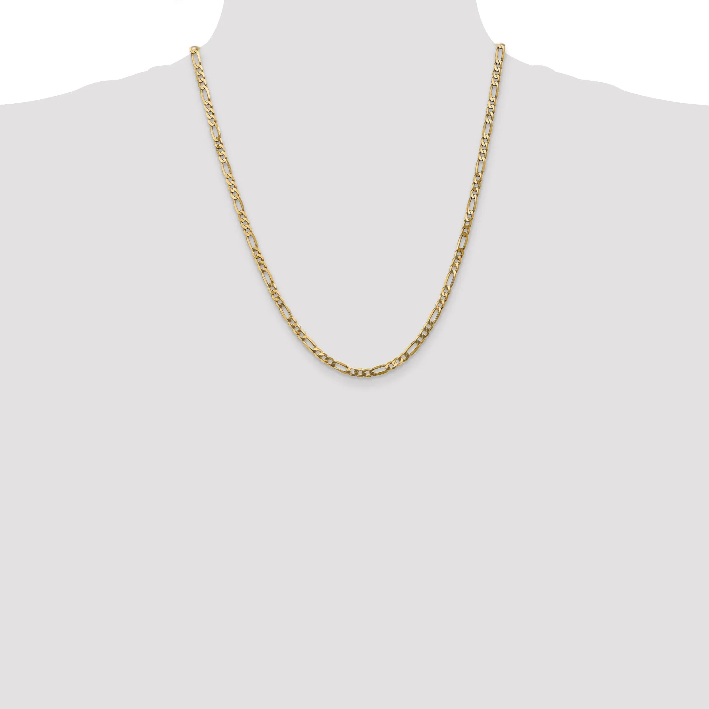 14k Yellow Gold 4.00-mm Flat Solid Figaro Chain