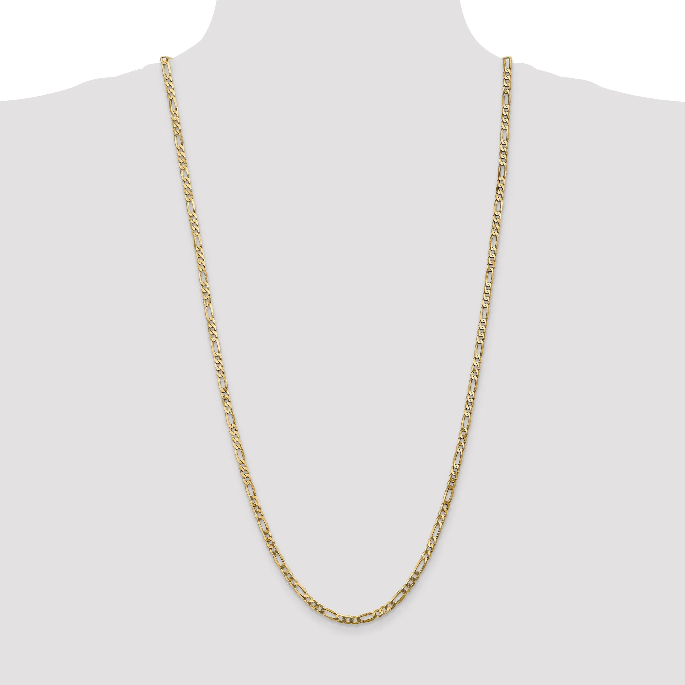 14k Yellow Gold 4.00-mm Flat Solid Figaro Chain