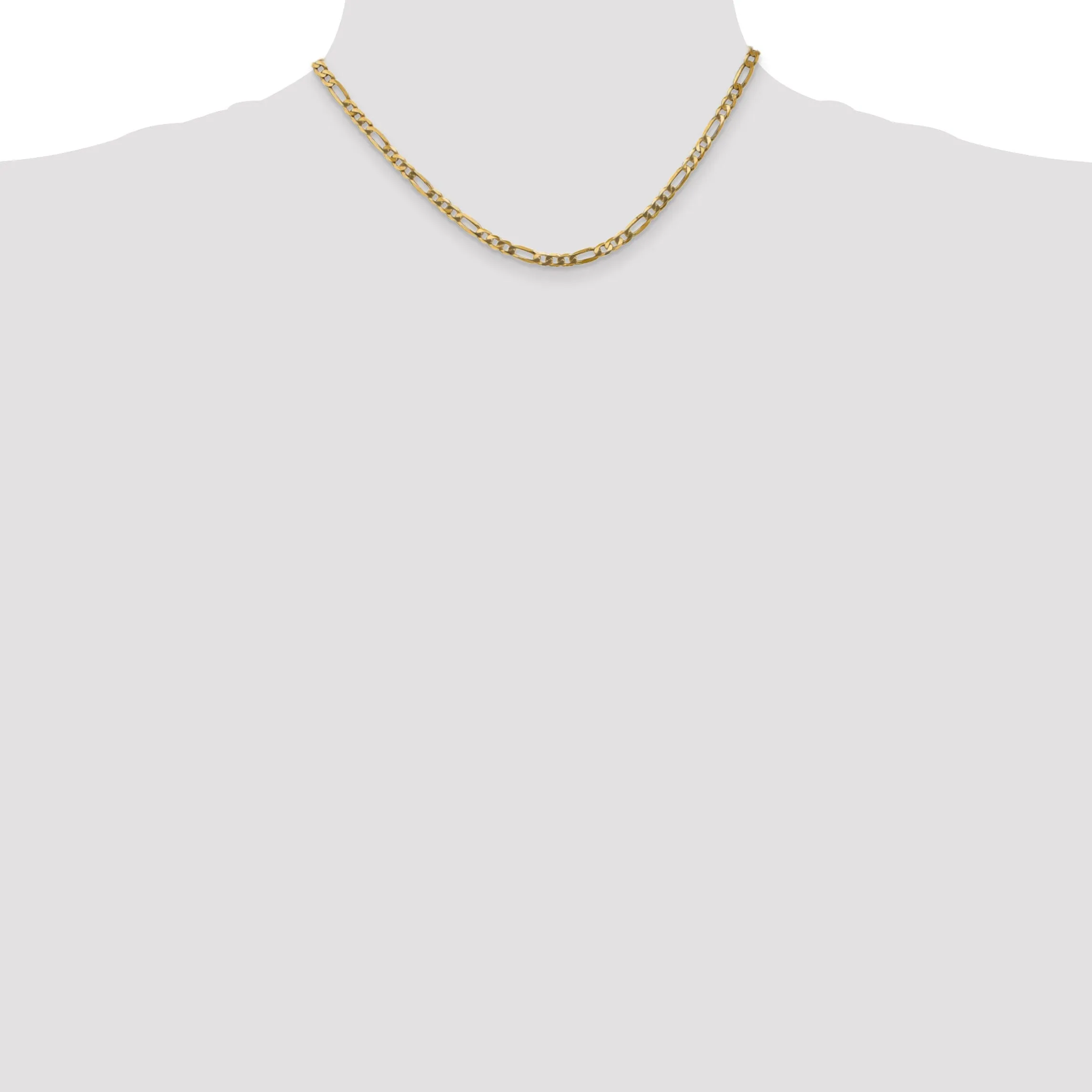 14k Yellow Gold 4.00-mm Flat Solid Figaro Chain