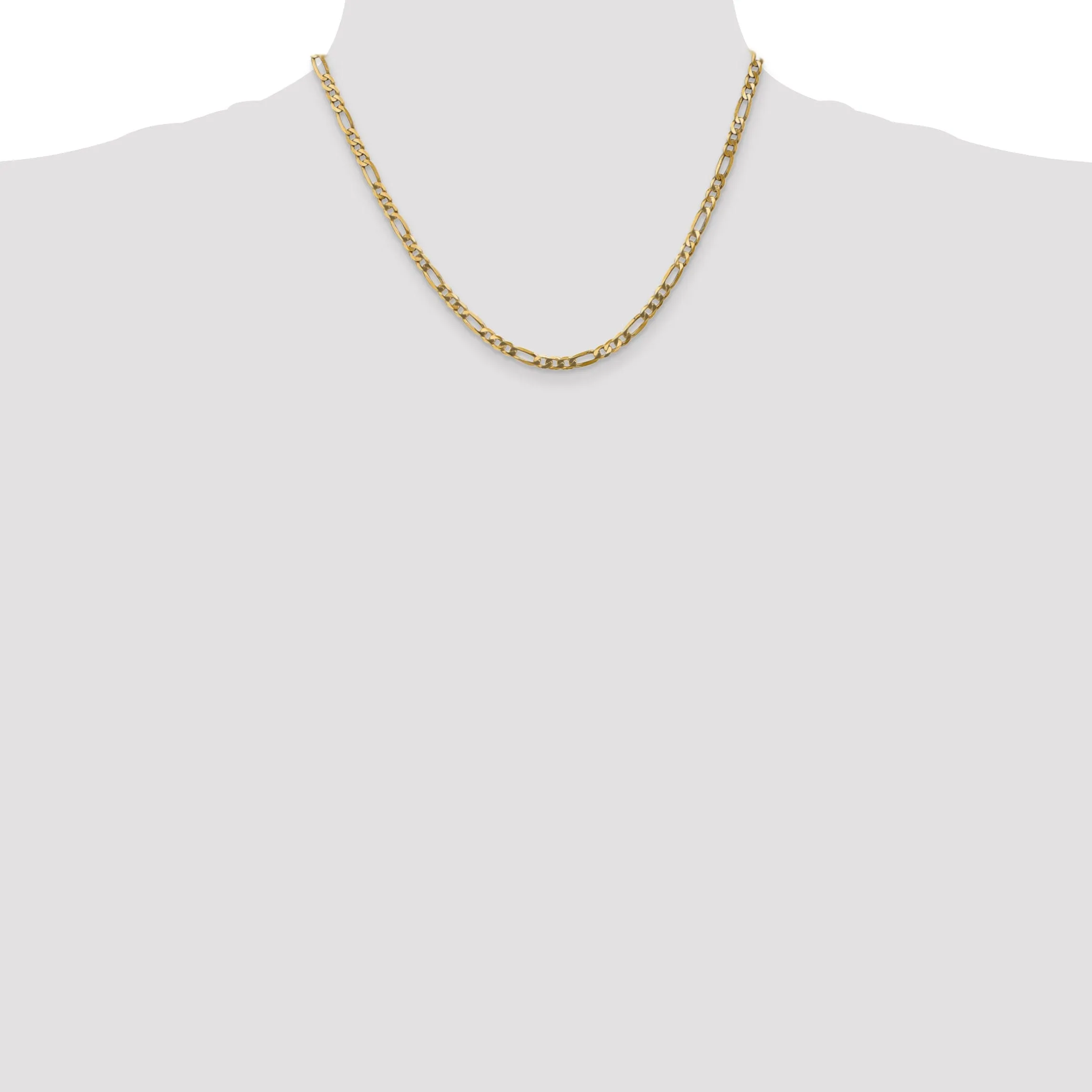 14k Yellow Gold 4.00-mm Flat Solid Figaro Chain