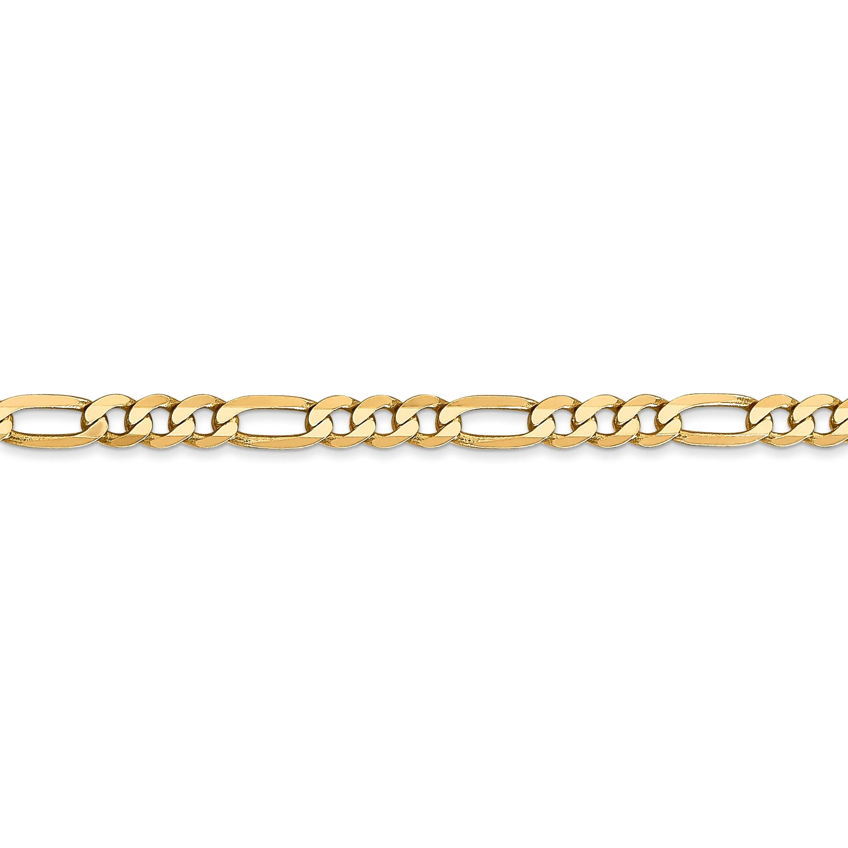 14k Yellow Gold 4.00-mm Flat Solid Figaro Chain