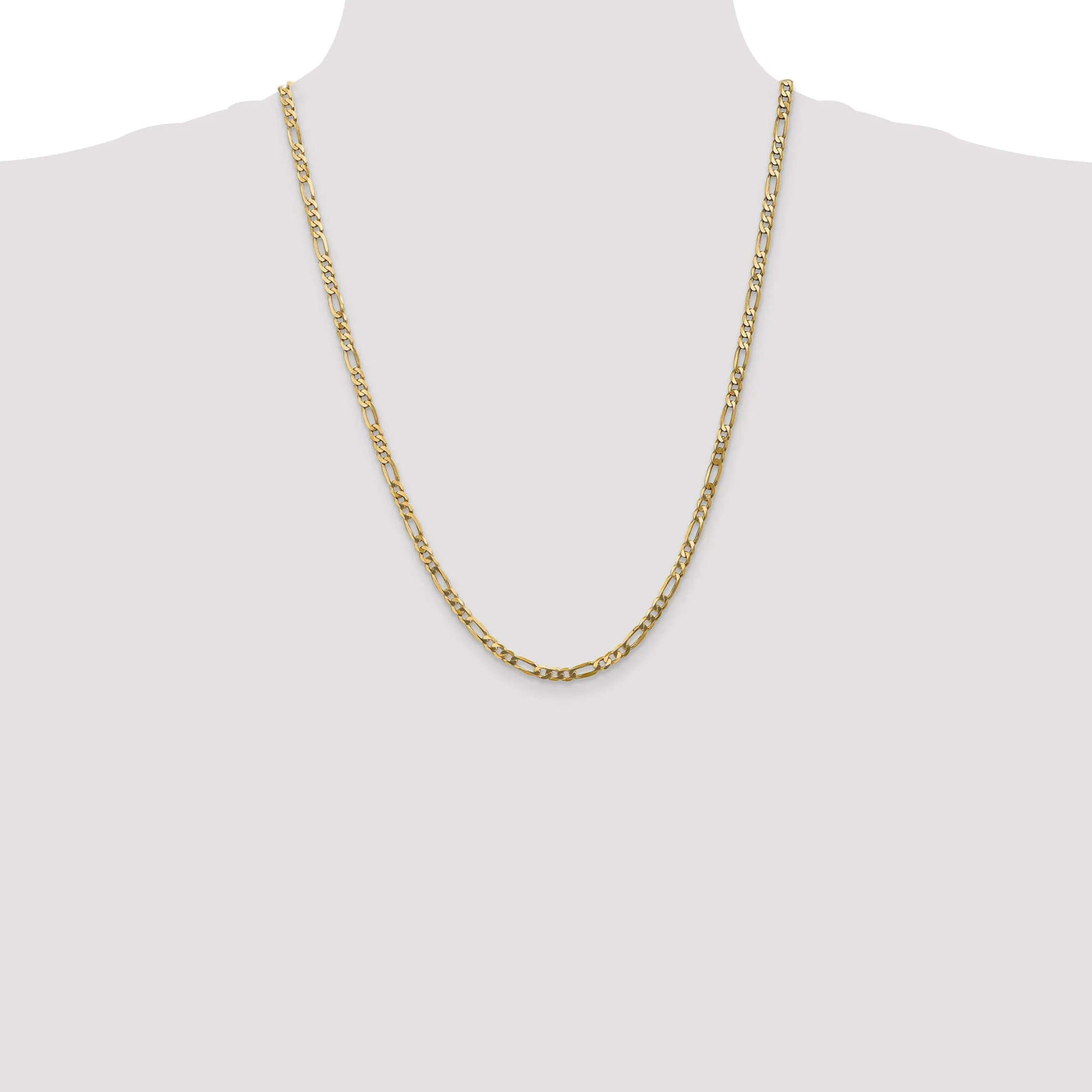 14k Yellow Gold 4.00-mm Flat Solid Figaro Chain