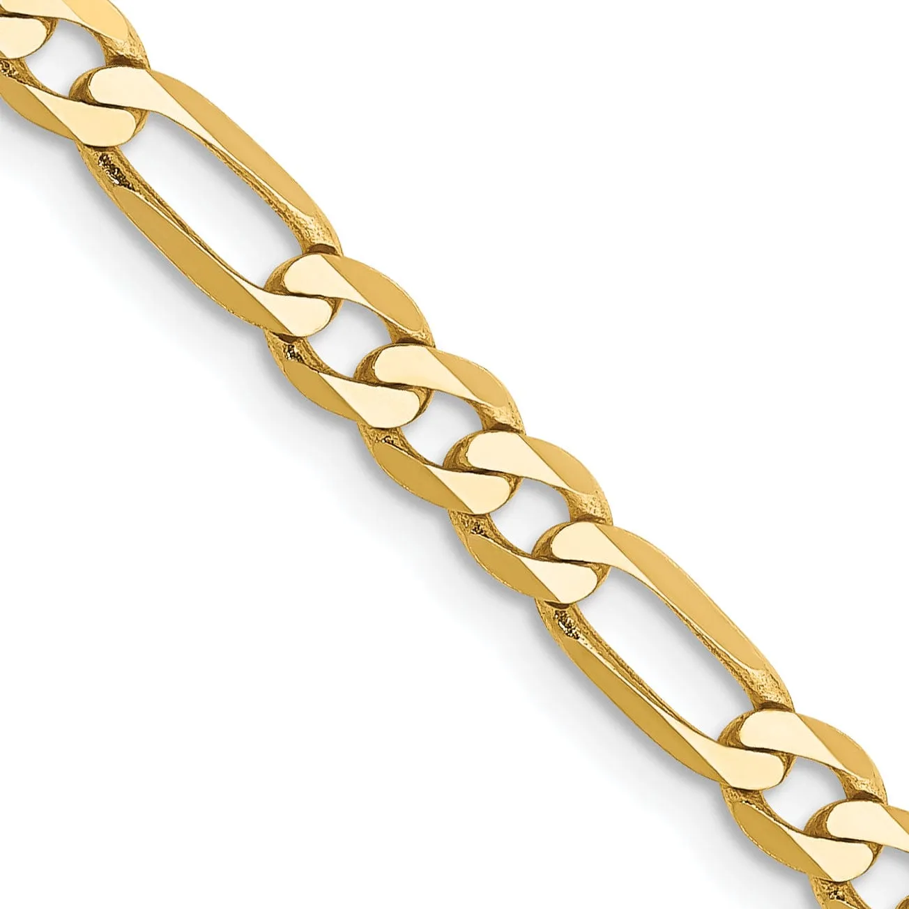 14k Yellow Gold 4.00-mm Flat Solid Figaro Chain