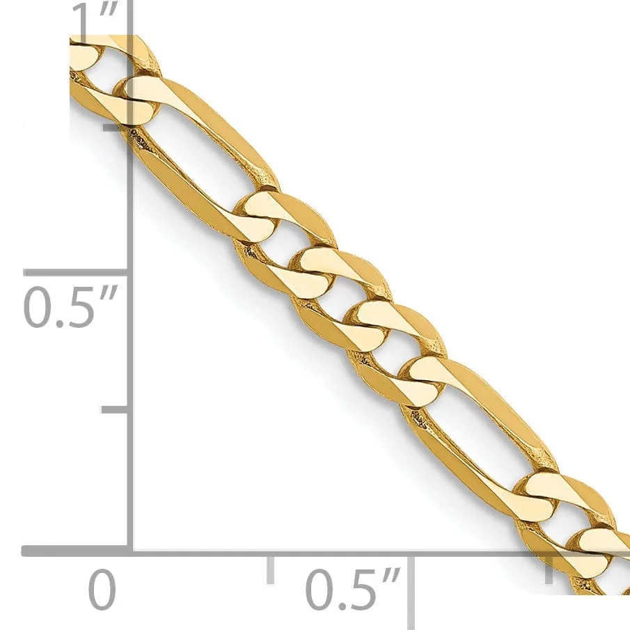 14k Yellow Gold 4.00-mm Flat Solid Figaro Chain