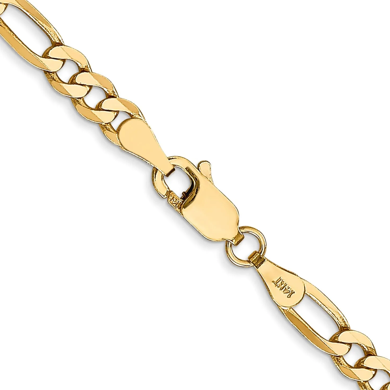 14k Yellow Gold 4.00-mm Flat Solid Figaro Chain