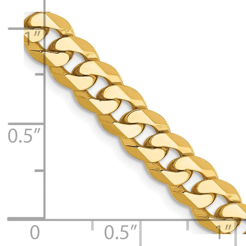 14k Yellow Gold 6.10mm Flat Beveled Curb Chain