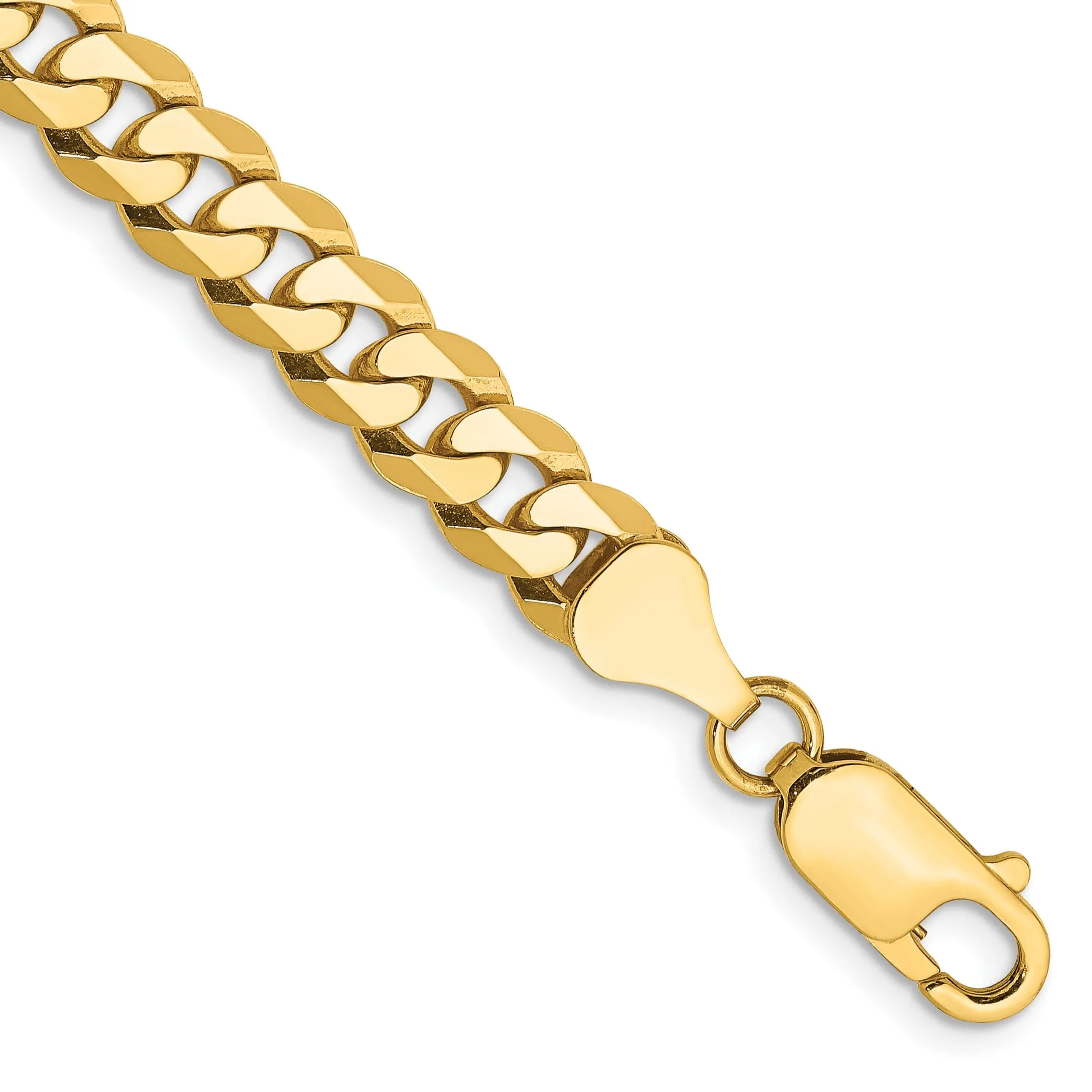 14k Yellow Gold 6.10mm Flat Beveled Curb Chain