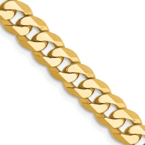 14k Yellow Gold 6.10mm Flat Beveled Curb Chain