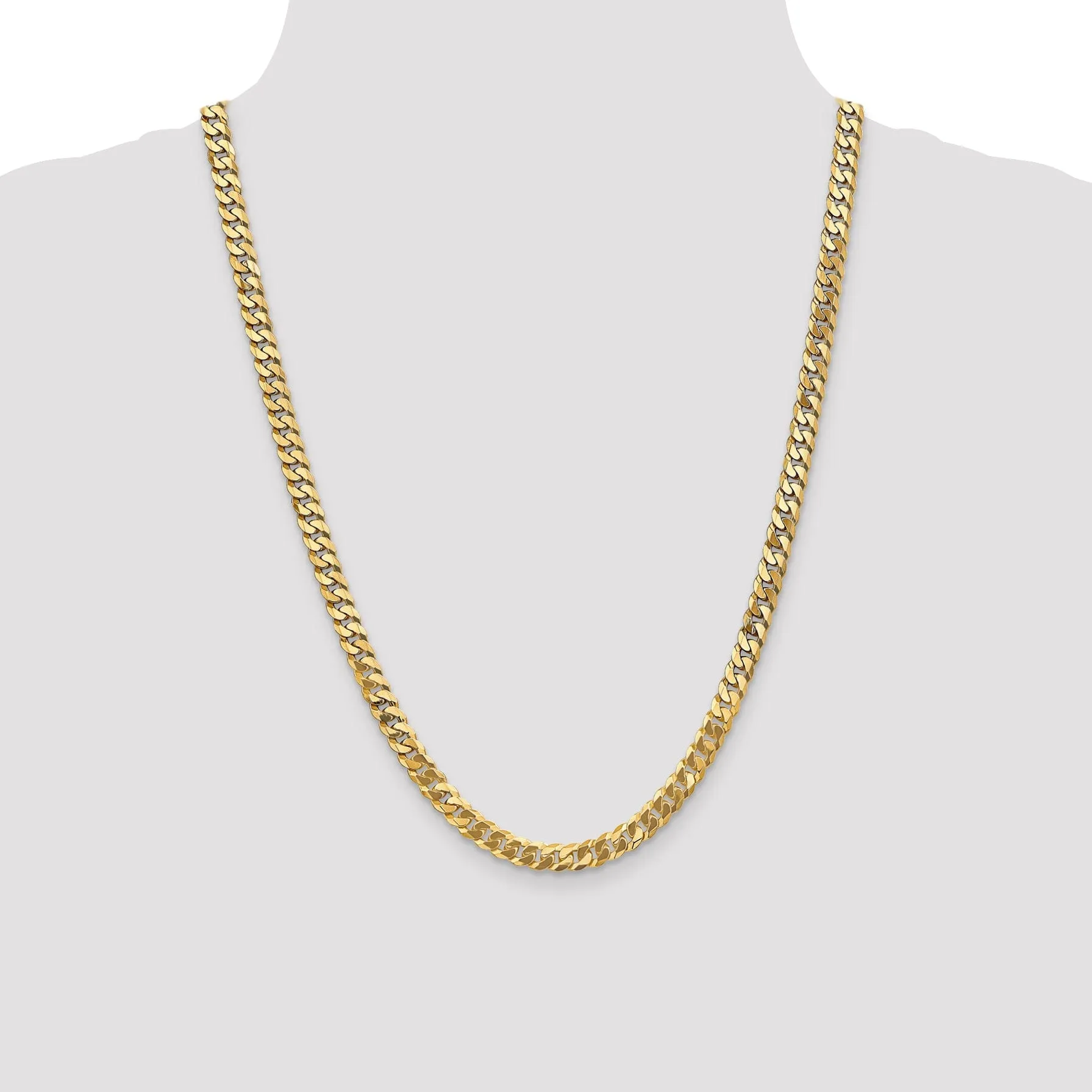 14k Yellow Gold 6.10mm Flat Beveled Curb Chain