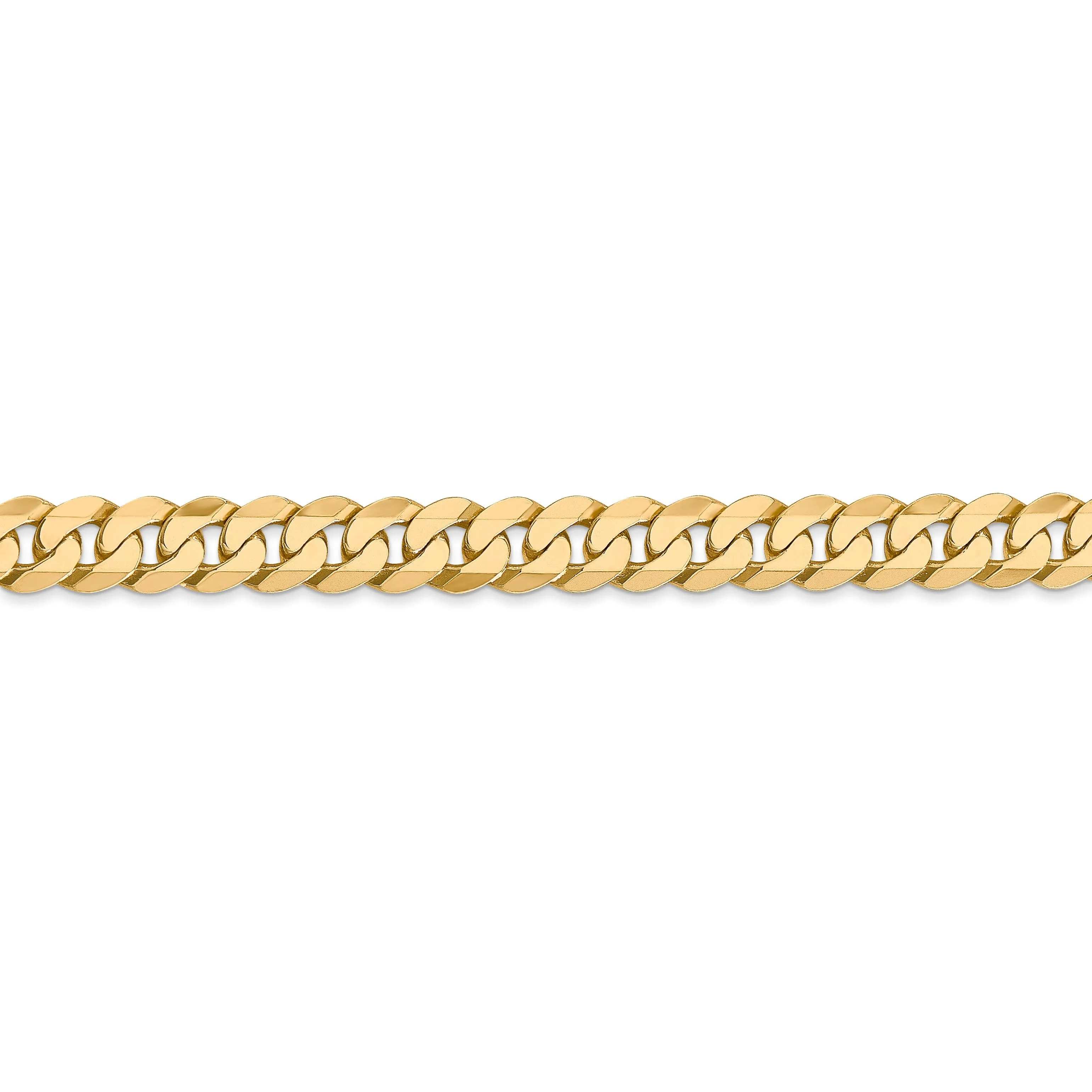 14k Yellow Gold 6.10mm Flat Beveled Curb Chain