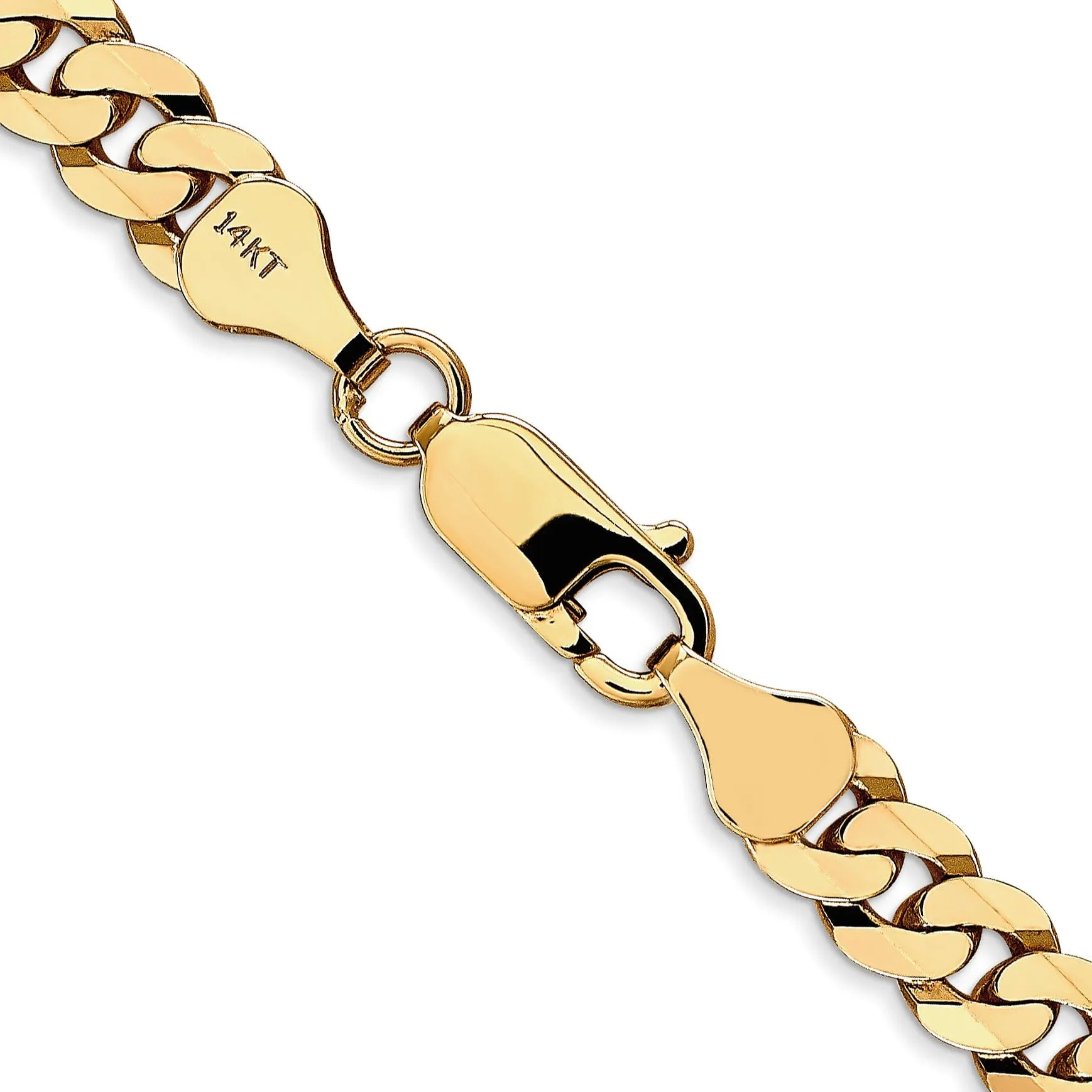 14k Yellow Gold 6.10mm Flat Beveled Curb Chain