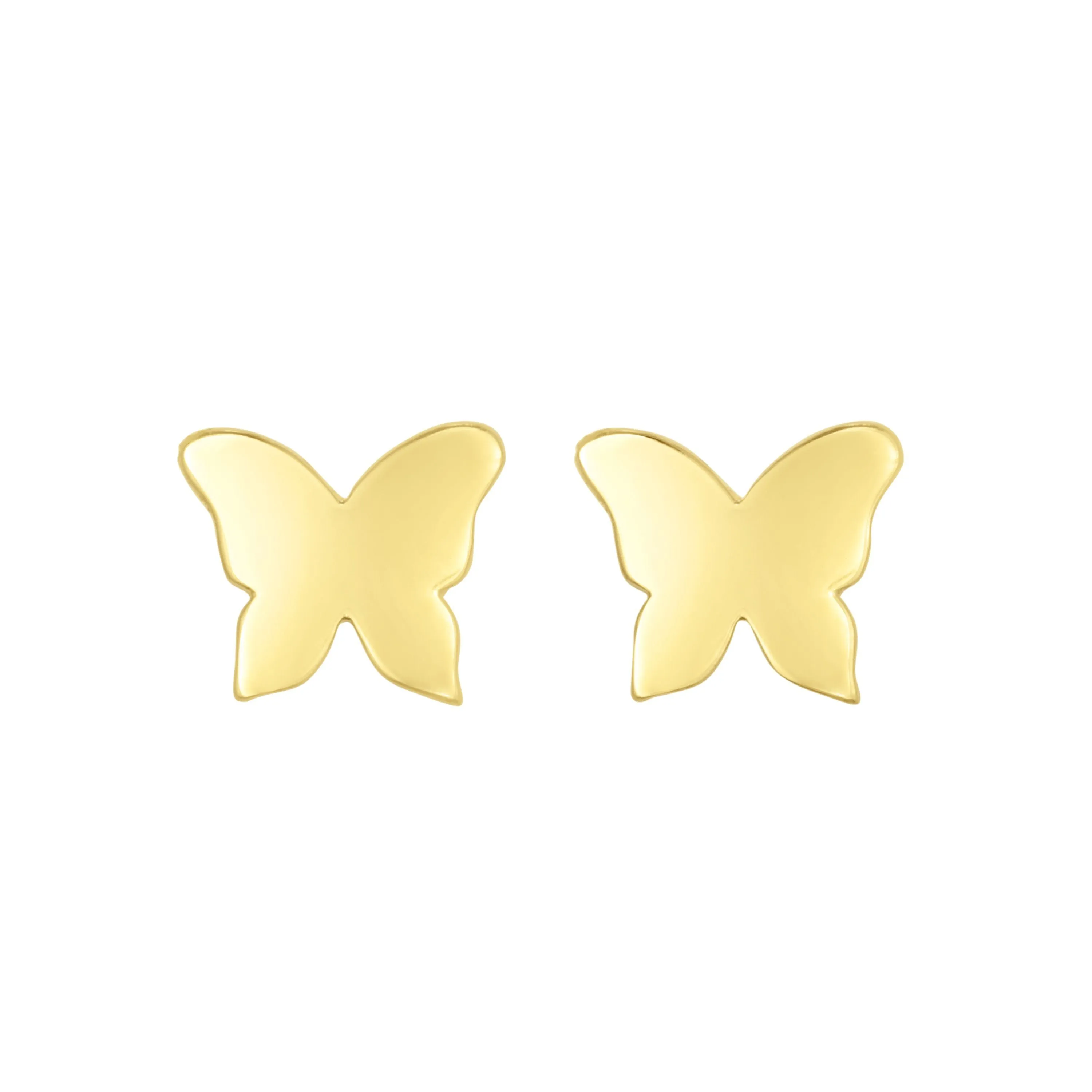 14k Yellow Gold Butterfly Stud Earrings