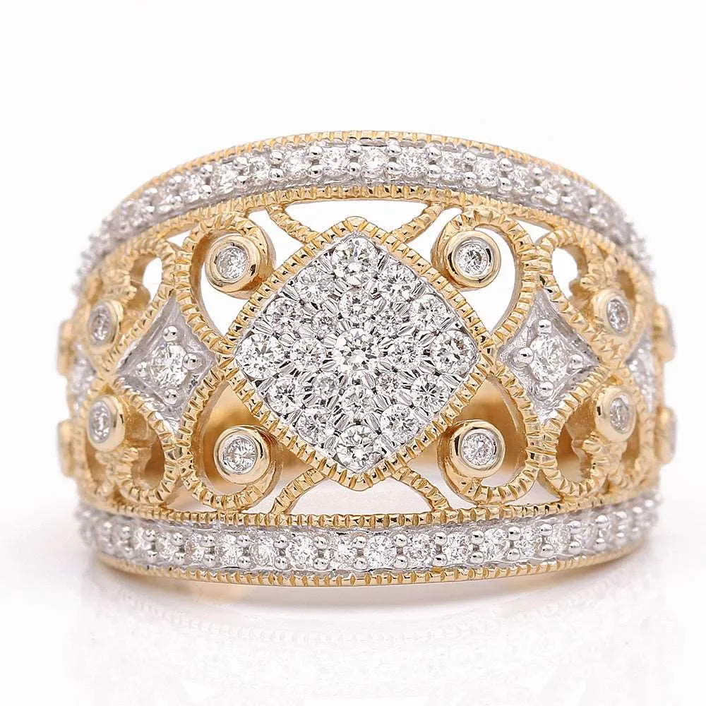 14k Yellow Gold Contemporary  Diamond Fashion Ring