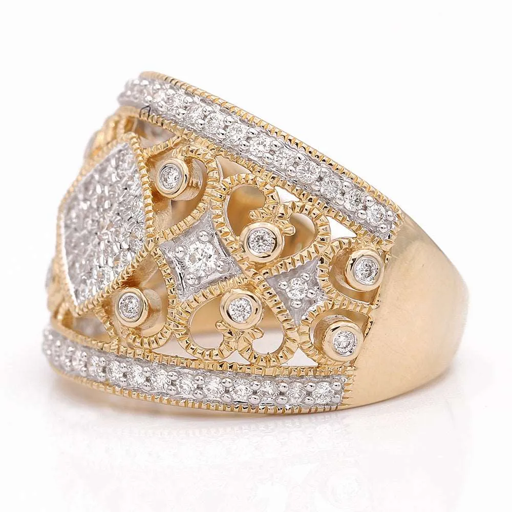 14k Yellow Gold Contemporary  Diamond Fashion Ring