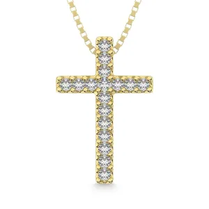 14K Yellow Gold Diamond 1/10 Ct.Tw. Cross Pendant