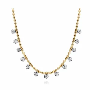 14K Yellow Gold Diamond Drop Station Necklace - NK7233Y45JJ