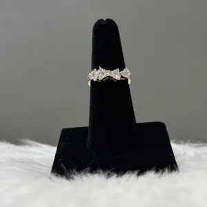 14K Yellow Gold Diamond Hearts Ring 0.50Ct Dia / 2.9gr / Size 7