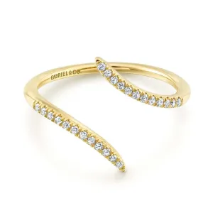 14K Yellow Gold Open Wrap Bypass Diamond Ring - LR51052Y45JJ